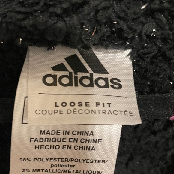 Adidas Girls Long Sleeve Mock Neck Furry Lurex Pullover Sweatshirt Size S 7/8 - Picture 3 of 16